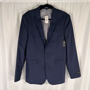 New Express Blazer Men's 38R Navy Blue 2 Button Front Pockets Extra Slim Cotton
